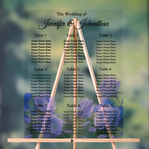 Elegant Simple Blue Roses Love is in Bloom Wedding Acrylic Sign