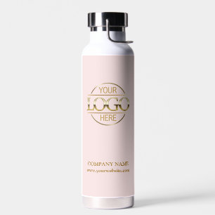 Elegant Simple Blush Pink Company Business Logo Water Bottle