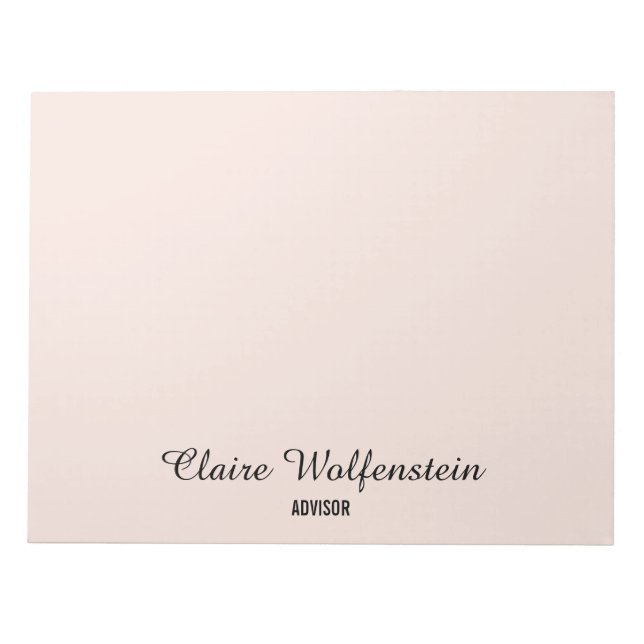 Elegant Simple Blush Pink Personalised Script Notepad (Front)