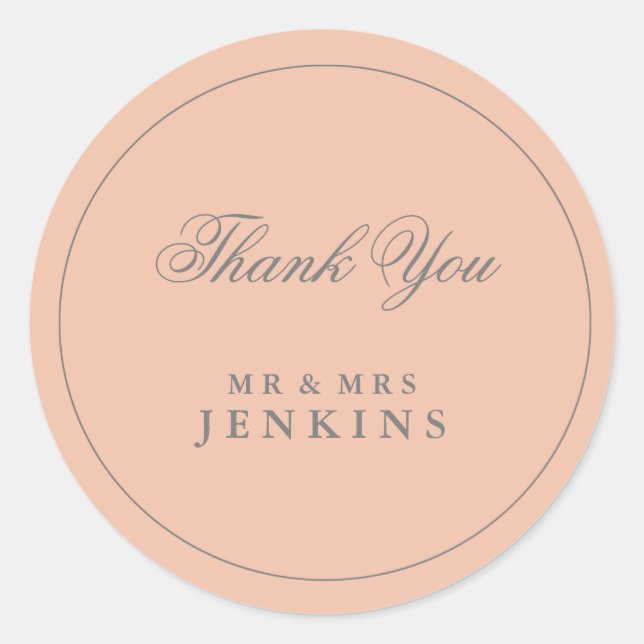 Elegant Simple Blush Pink Wedding Classic Round Sticker (Front)