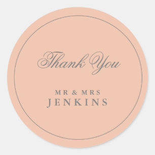 Elegant Simple Blush Pink Wedding Classic Round Sticker