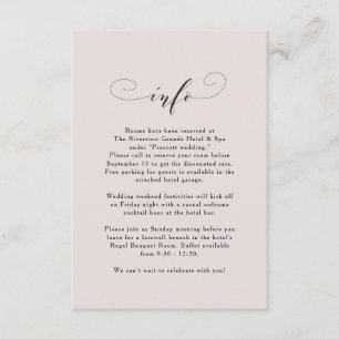 Elegant simple blush pink wedding information invitation
