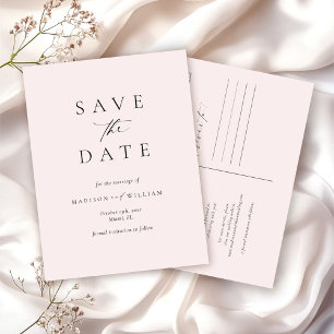 Elegant Simple Blush Save The Date Postcard