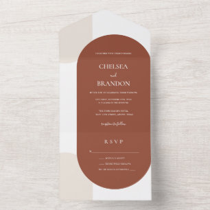 Elegant Simple Bohemian Terracotta Arches Wedding All In One Invitation