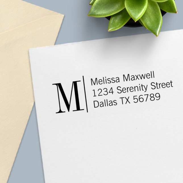 Elegant Simple Bold Monogram Address 2 Self-inking Stamp (Creator Uploaded)