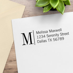 Elegant Simple Bold Monogram Address Rubber Stamp