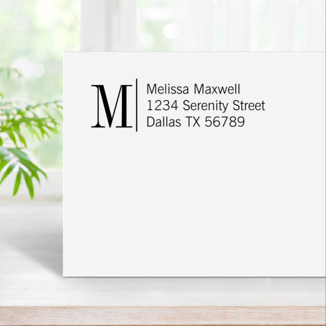 Elegant Simple Bold Monogram Address Rubber Stamp (Creator Uploaded)