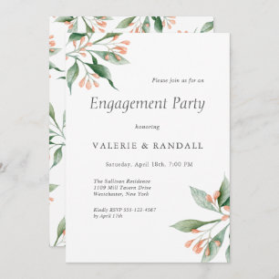 Elegant Simple Botanical Engagement Party Invitation