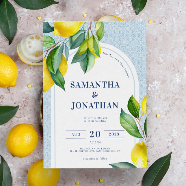 Elegant Simple Botanical Mediterranean Wedding Invitation (Creator Uploaded)
