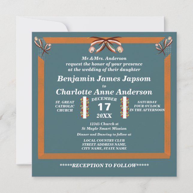 Elegant Simple Bow Tie Customised Wedding Invitation (Front)