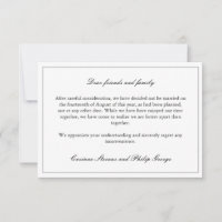 Elegant Simple Broken Engagement Cancelled Wedding