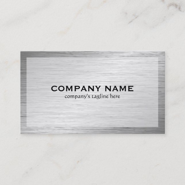 Elegant Simple Brushed Faux Steel Business Card (Front)