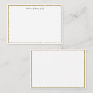Elegant Simple Brushed Gold Frame Wedding Couple Card