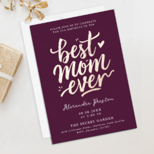 Elegant Simple Burgundy Best Mom Bday Celebration