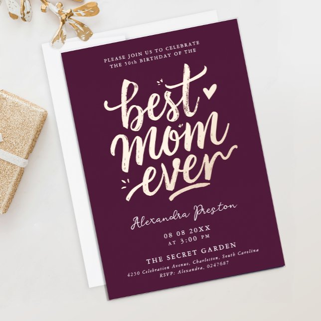 Elegant Simple Burgundy Best Mum Bday Celebration (Creator Uploaded)