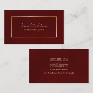 Elegant Simple Burgundy & Gold Professional Business Card