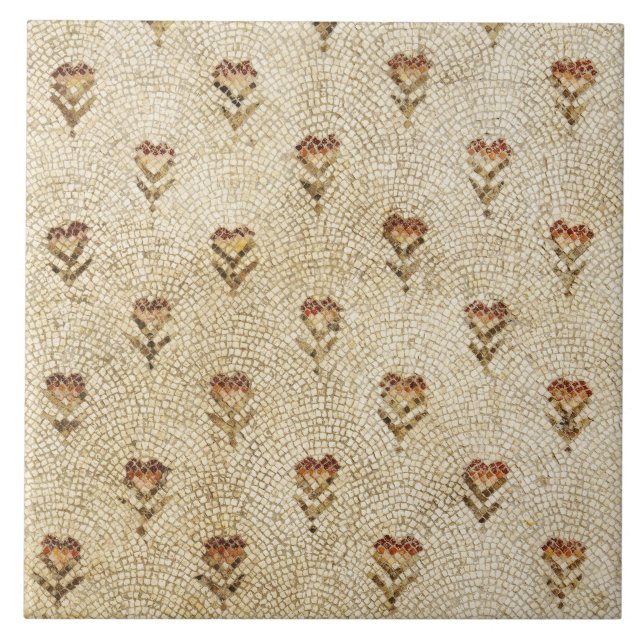 ELEGANT SIMPLE BYZANTINE MOSAIC FLOWERS Antique  Tile (Front)