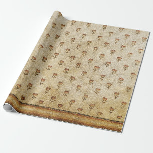 ELEGANT SIMPLE BYZANTINE MOSAIC FLOWERS Antique Wrapping Paper