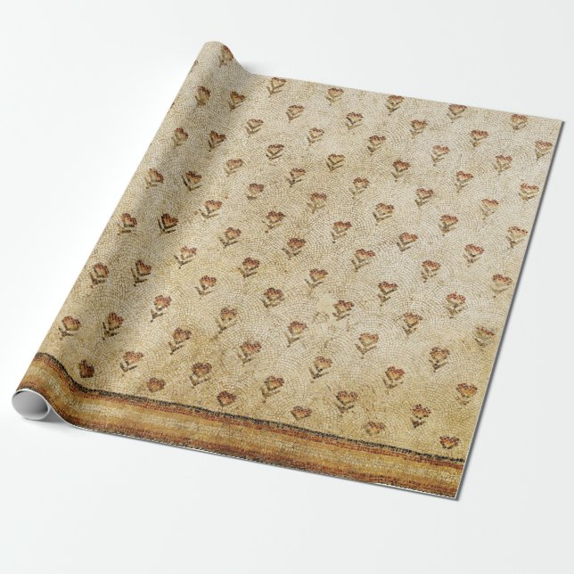ELEGANT SIMPLE BYZANTINE MOSAIC FLOWERS Antique  Wrapping Paper (Unrolled)