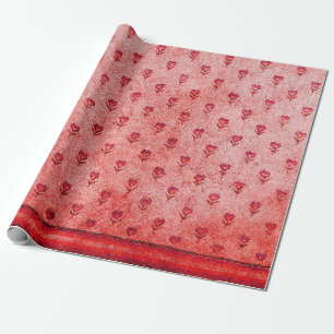 ELEGANT SIMPLE BYZANTINE MOSAIC FLOWERS Pink Red Wrapping Paper