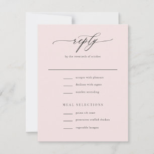 Elegant Simple Calligraphy Blush Pink Wedding RSVP Card