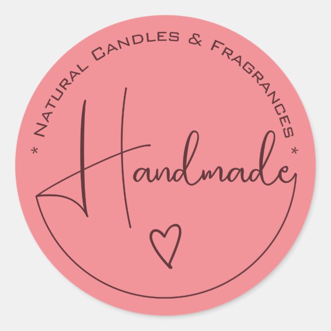 Elegant Simple Calligraphy Handmade Heart Labels (Front)