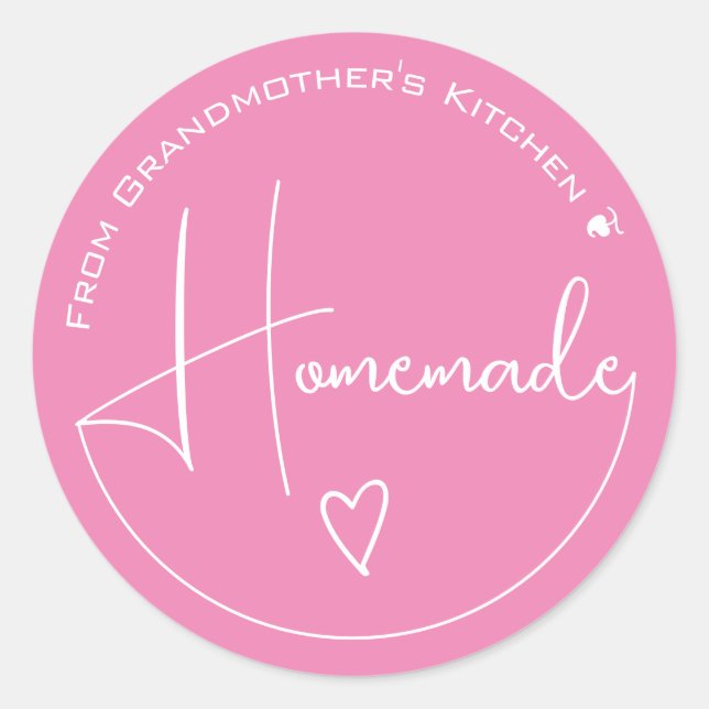 Elegant Simple Calligraphy Homemade Heart Labels (Front)