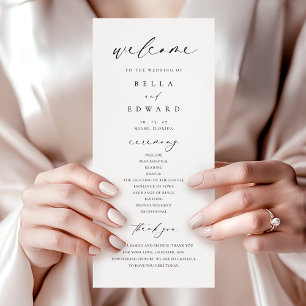Elegant Simple Calligraphy Modern Wedding Program Menu