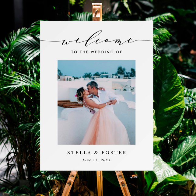 Elegant Simple Calligraphy Photo Wedding Welcome Poster (Creator Uploaded)