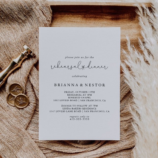 Elegant Simple Calligraphy Rehearsal Dinner   Invitation (Creator Uploaded)