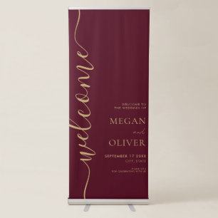 Elegant Simple Calligraphy Script Wedding Welcome Retractable Banner