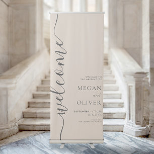 Elegant Simple Calligraphy Script Wedding Welcome Retractable Banner
