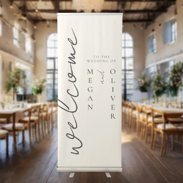 Elegant Simple Calligraphy Script Wedding Welcome Retractable Banner (Creator Uploaded)