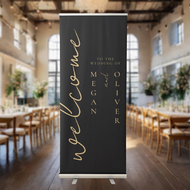 Elegant Simple Calligraphy Script Wedding Welcome Retractable Banner (Creator Uploaded)