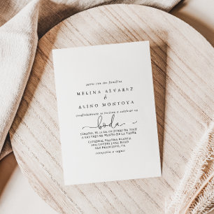 Elegant Simple Calligraphy Spanish Wedding  Invita Invitation
