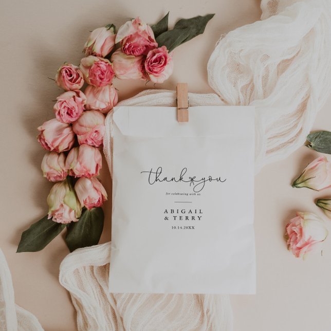 Elegant Simple Calligraphy Thank You Wedding  Favour Bags (Creator Uploaded)