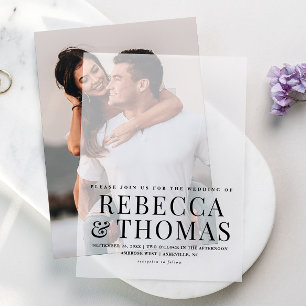 Elegant Simple Calligraphy Wedding Photo Overlay Vellum Invitations