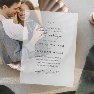 Elegant Simple Calligraphy Wedding Vellum Invitations