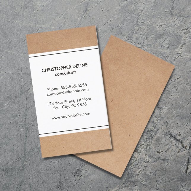 Elegant Simple Cardboard(printed) White Stripe Business Card (Creator Uploaded)
