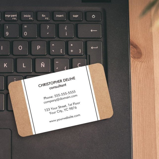 Elegant Simple Cardboard White Consultant Business Card (Creator Uploaded)