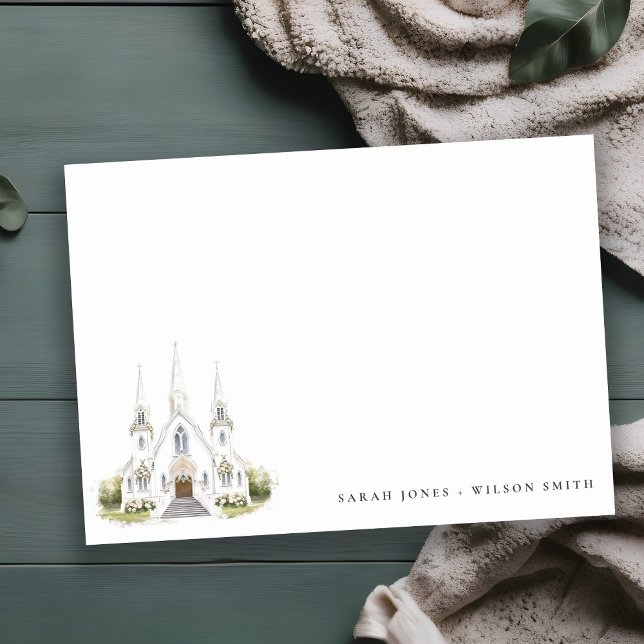 Elegant Simple Catholic Watercolor Church Wedding Card (Creator Uploaded)