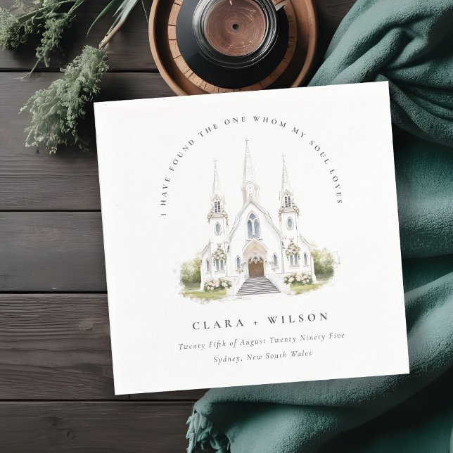 Elegant Simple Catholic Watercolor Church Wedding Napkin (Creator Uploaded)