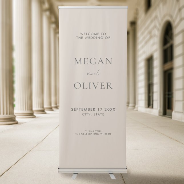 Elegant Simple Champagne Wedding Welcome Retractable Banner (Creator Uploaded)