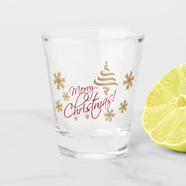 Elegant Simple Cheers Merry Christmas Wish Shot Glass (Front)