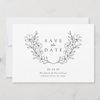 Elegant Simple Cherry Blooming Blossom Wreath Save The Date