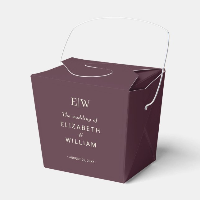 Elegant Simple Cherry Lacquer, Monogram Wedding Favour Box (Front Side)
