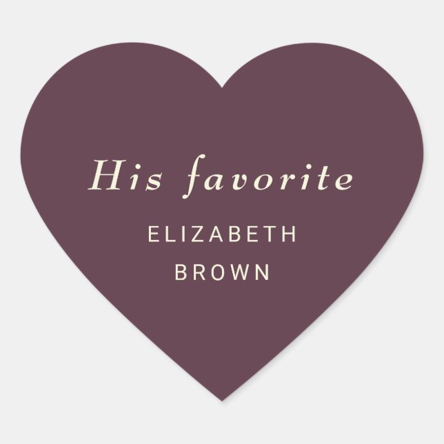 Elegant Simple Cherry Lacquer, Monogram Wedding Heart Sticker (Front)