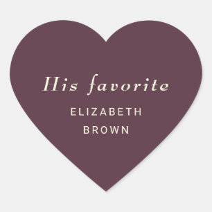 Elegant Simple Cherry Lacquer, Monogram Wedding Heart Sticker