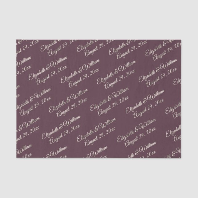 Elegant Simple Cherry Lacquer, Monogram Wedding Tissue Paper (Front)