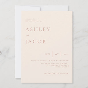 Elegant Simple Chic Beige Wedding Invitation